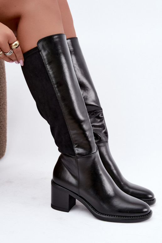 Warmes Langschaftstiefel mit Absatz Vinceza 58652 schwarz