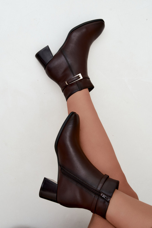 Bottines isolées pour femmes avec boucles Sergio Leone BT-34 chocolat