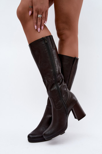 Bottes longues isolées avec talons chocolat Alessa 2
