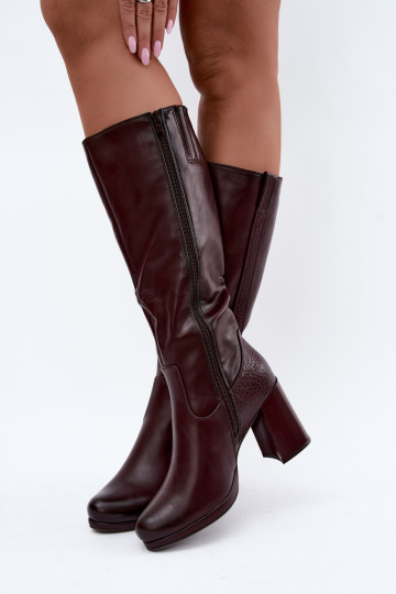 Bottes longues isolées avec talons bordeaux Alessa 2
