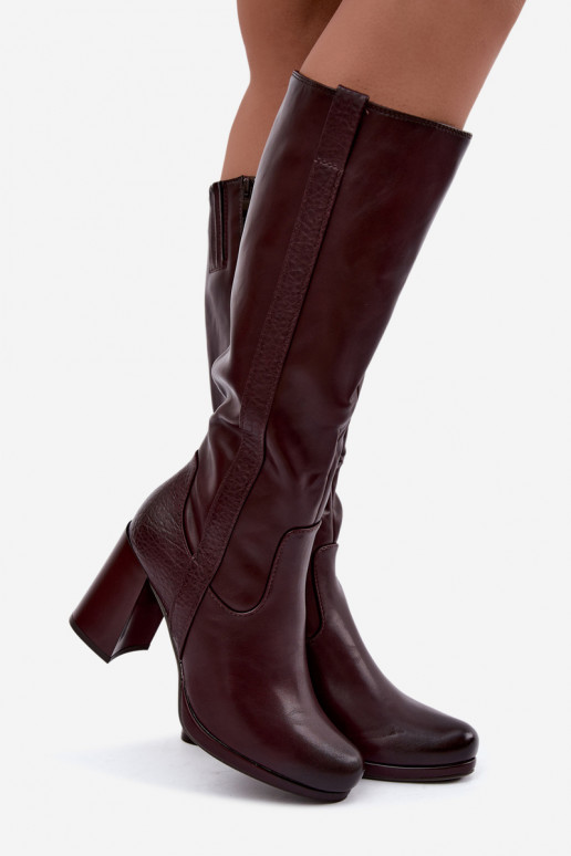 Bottes longues isolées avec talons bordeaux Alessa