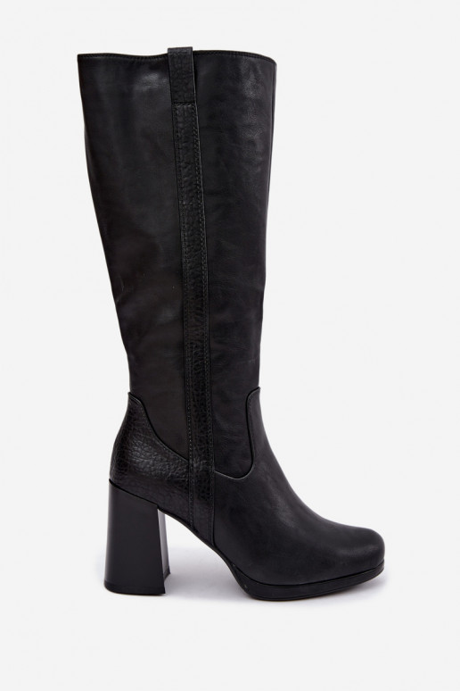 Bottes longues isolées avec talons noir Alessa