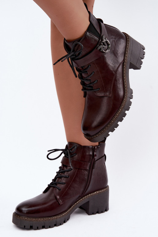 Bottines pour femmes chaudes en bordeaux Calielle