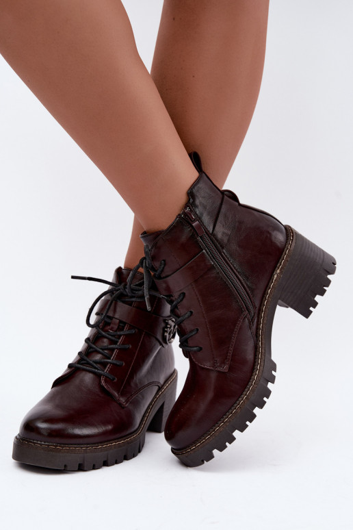 Bottines pour femmes chaudes en bordeaux Calielle