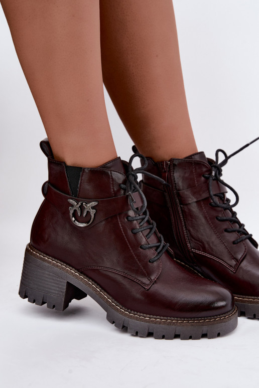 Bottines pour femmes chaudes en bordeaux Calielle