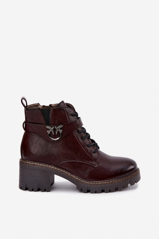 Bottines pour femmes chaudes en bordeaux Calielle