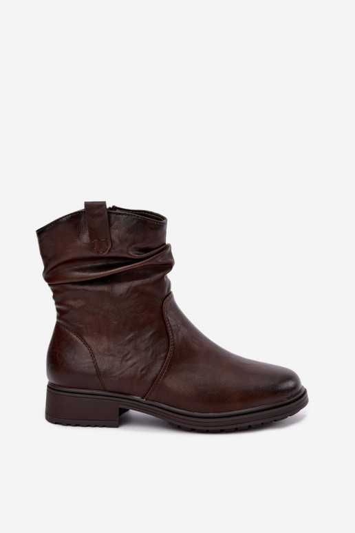 Bottines pour femmes chaudes avec plis en chocolat