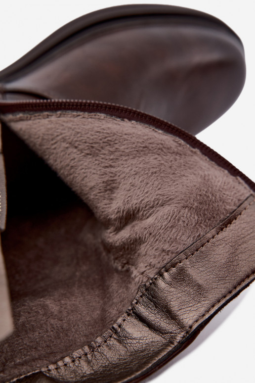 Wärmende Damen-Stiefeletten mit Falten in Schokolade