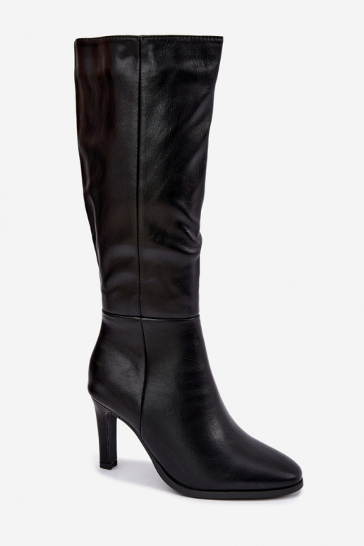 Wärmende Damen-Stiefel mit Absatz in Schwarz Rosmella