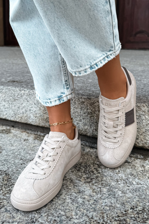 Synthetische suede dames sneakers Big Star UU274440 in zand