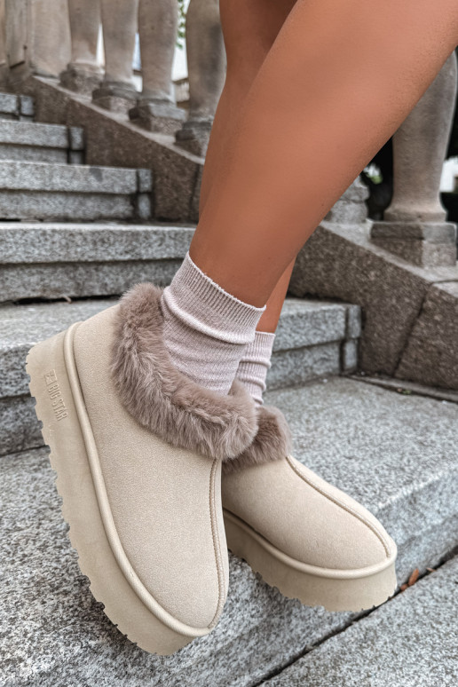 Schneestiefel mit Plattform und Fell Big Star UU274204 in Sand