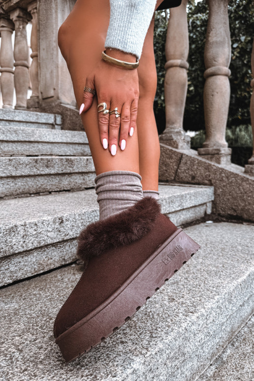 Schneestiefel mit Plattform und Fell Big Star UU274203 in Schokolade
