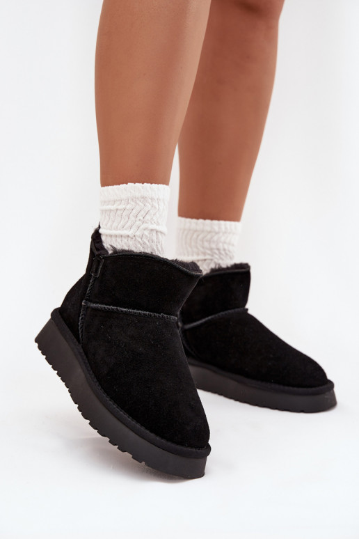 Warmes Kunstveloursleder Schneestiefel mit Fell innen Vinceza 97961 schwarz
