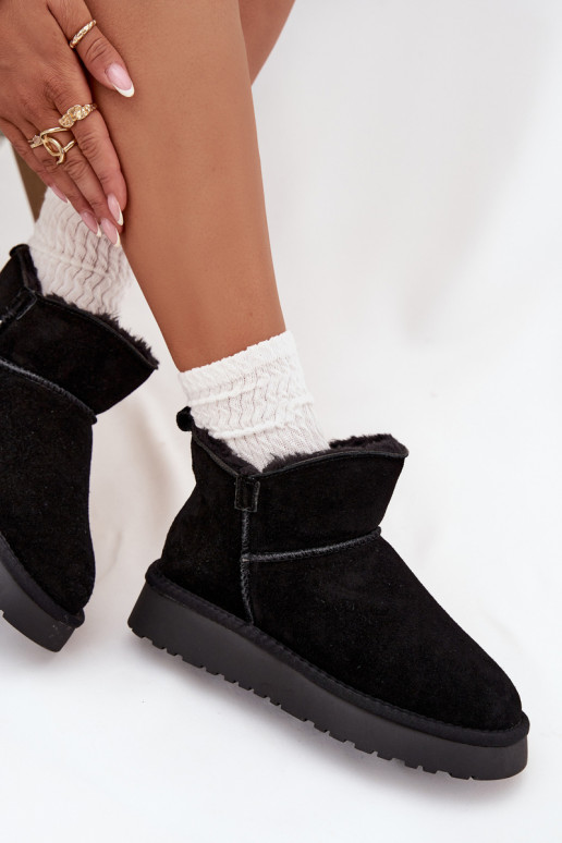 Warmes Kunstveloursleder Schneestiefel mit Fell innen Vinceza 97961 schwarz