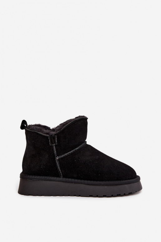 Warmes Kunstveloursleder Schneestiefel mit Fell innen Vinceza 97961 schwarz
