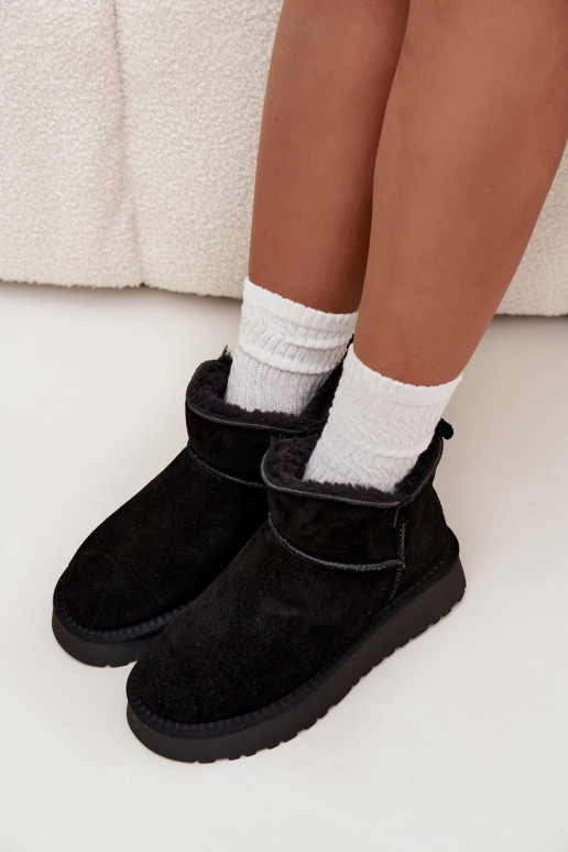 Warmes Kunstveloursleder Schneestiefel mit Fell innen Vinceza 97961 schwarz