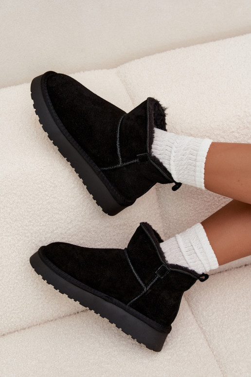 Bottes de neige en daim synthétique isolées avec fourrure à l'intérieur Vinceza 97961 noires