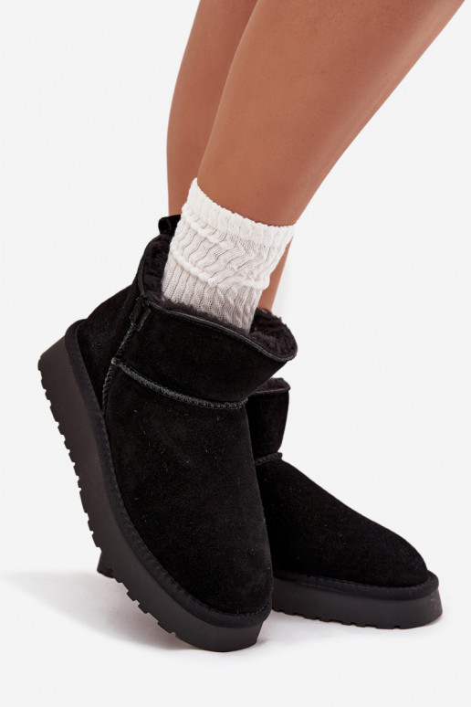 Warmes Kunstveloursleder Schneestiefel mit Fell innen Vinceza 97961 schwarz