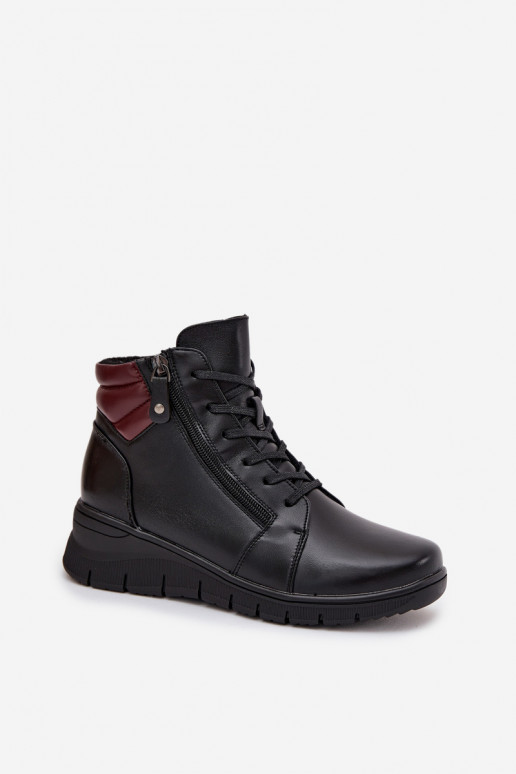 Warmes Kunstveloursleder Damen Stiefeletten mit Plateau Vinceza 39963 schwarz