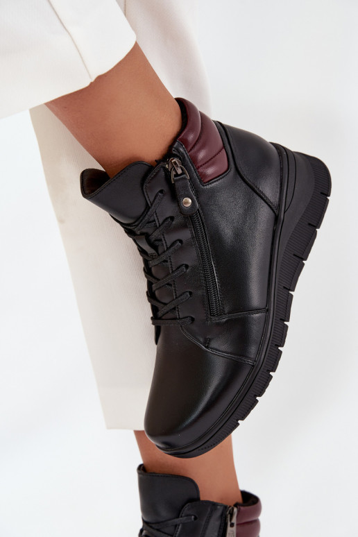 Warmes Kunstveloursleder Damen Stiefeletten mit Plateau Vinceza 39963 schwarz
