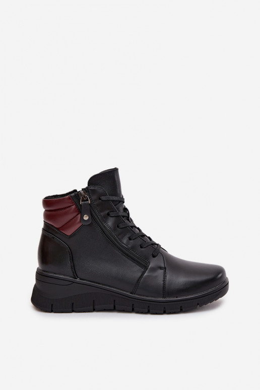 Warmes Kunstveloursleder Damen Stiefeletten mit Plateau Vinceza 39963 schwarz