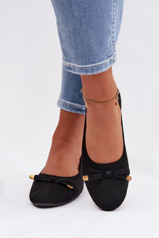 Schwarze Ballerinas mit Schleifen Amelivra