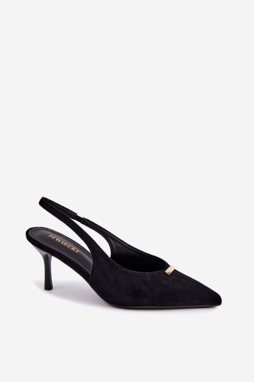 Zwarte schoenen met open hielen en gouden details Renisa