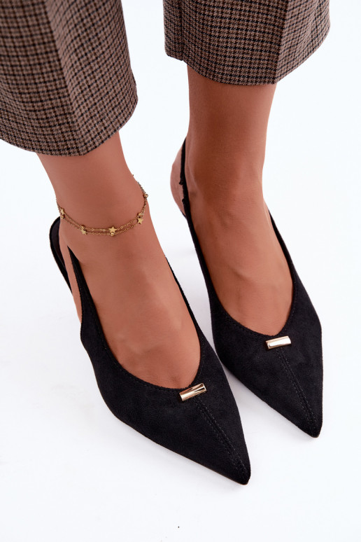 Zwarte schoenen met open hielen en gouden details Renisa