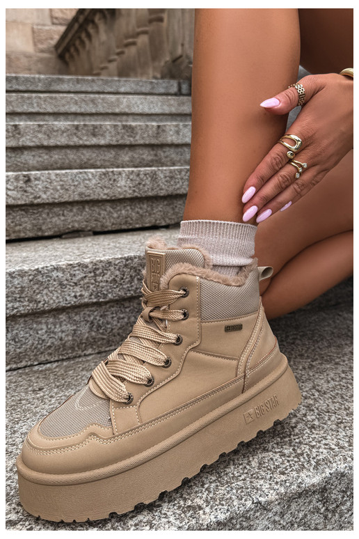 Bottes de neige pour femmes avec lacets et fourrure sable Big Star