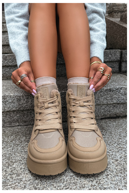 Bottes de neige pour femmes avec lacets et fourrure sable Big Star