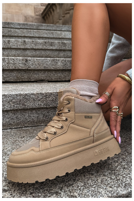 Bottes de neige pour femmes avec lacets et fourrure sable Big Star
