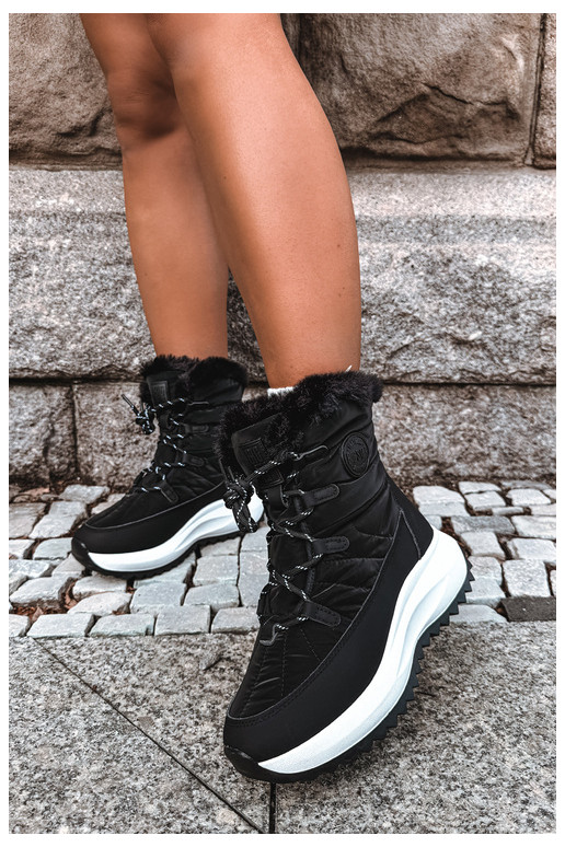 Damen Schneestiefel mit Plattform und Fell schwarz Big Star