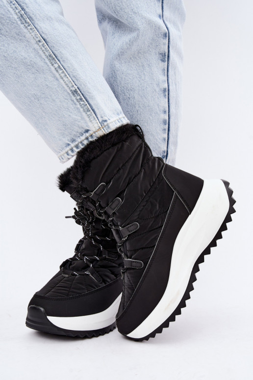 Damen Schneestiefel mit Plattform und Fell schwarz Big Star