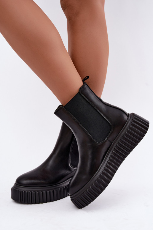 Stylische Damen Stiefeletten mit Plattform schwarz Big Star