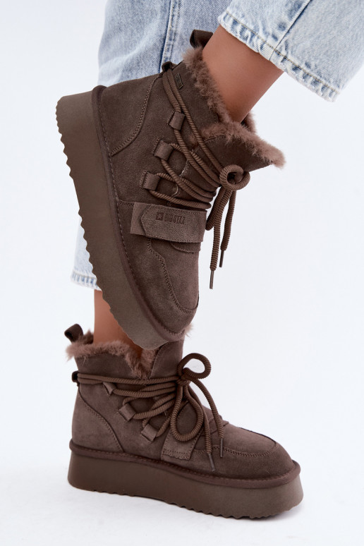 Damen Wildleder Schneestiefel braun Big Star