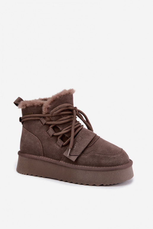 Damen Wildleder Schneestiefel braun Big Star