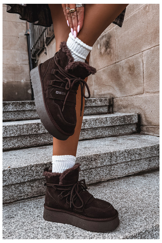 Damen Wildleder Schneestiefel schokoladenfarben Big Star
