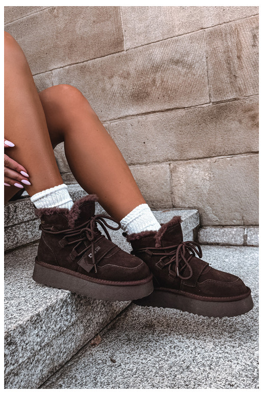 Bottes de neige en daim pour femmes chocolat Big Star
