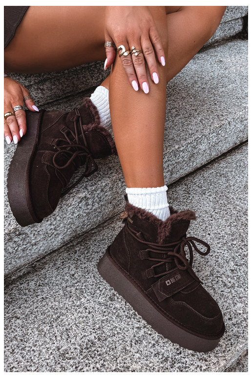 Damen Wildleder Schneestiefel schokoladenfarben Big Star
