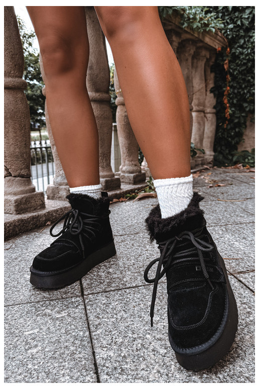 Damen Wildleder Schneestiefel schwarz Big Star