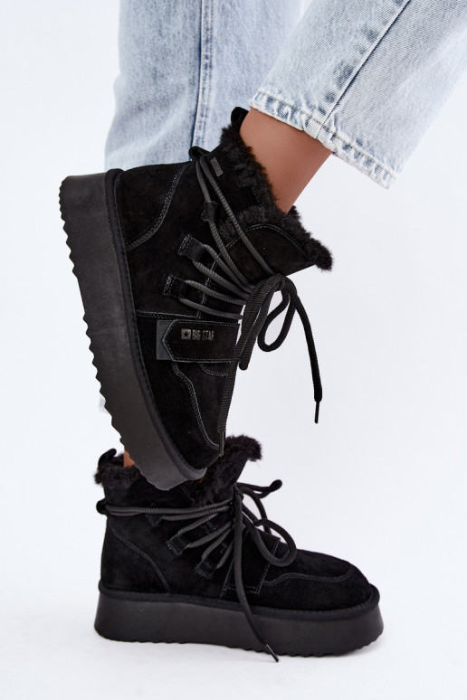 Dames suede sneeuwlaarzen zwart Big Star