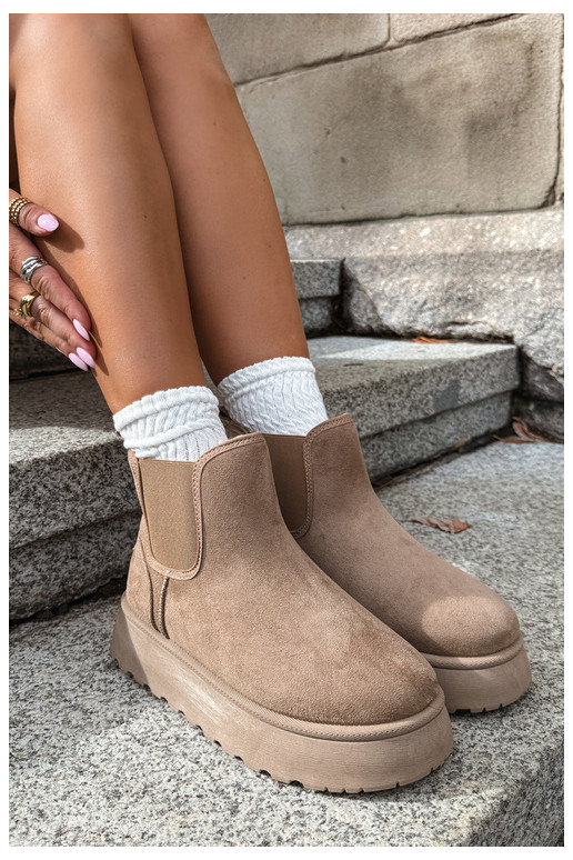 Schneestiefel für Damen mit Plattform Big Star UU274173 in Sandfarbe
