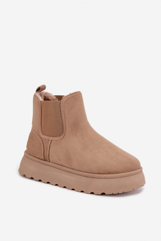 sneeuwschoenen voor dames met platform Big Star UU274173 in zandkleur