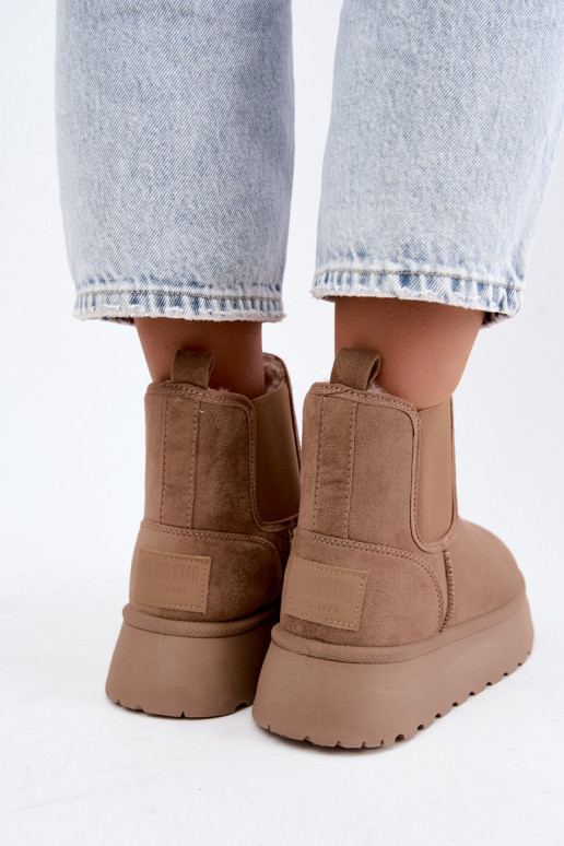 Schneestiefel für Damen mit Plattform Big Star UU274173 in Sandfarbe