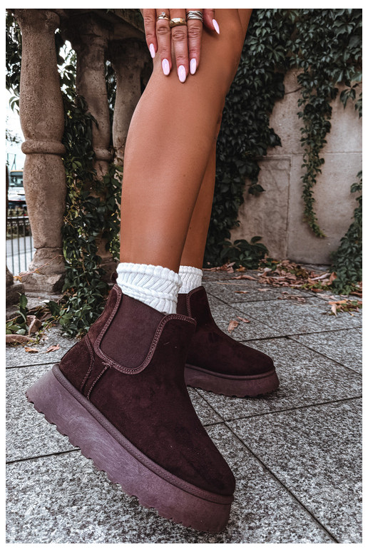 sneeuwschoenen voor dames met platform Big Star UU274174 in chocoladekleur