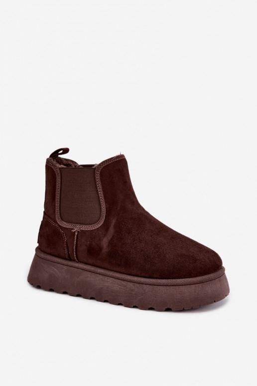 Schneestiefel für Damen mit Plattform Big Star UU274174 in Schokoladenfarbe