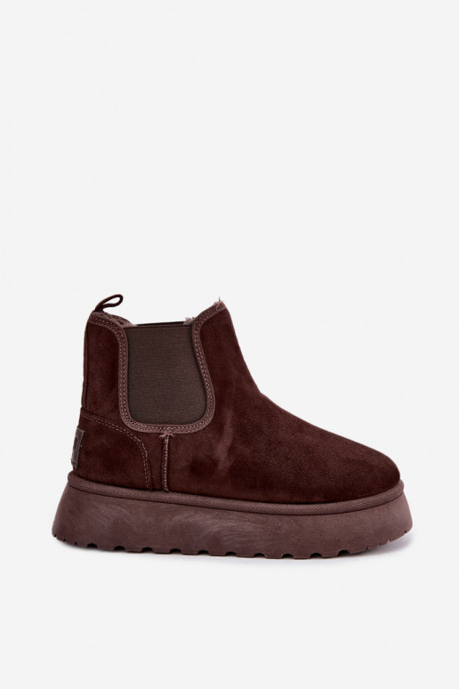 Schneestiefel für Damen mit Plattform Big Star UU274174 in Schokoladenfarbe