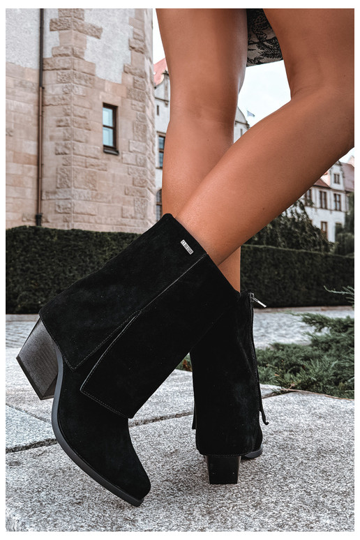 Bottines style cowboy avec talons en daim naturel Big Star UU274113 noires