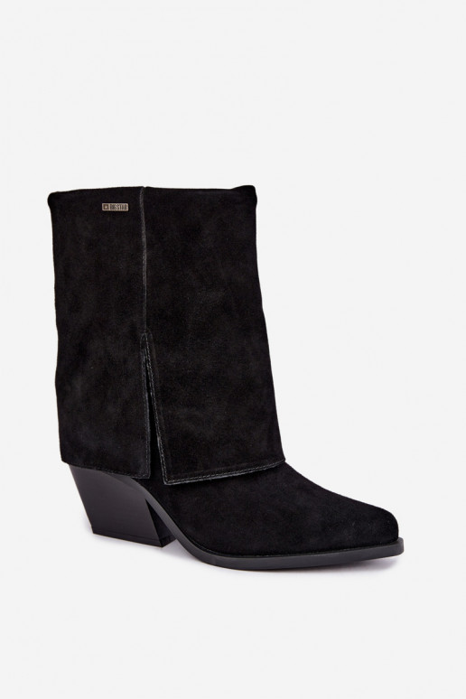 Cowboy-Stiefeletten mit Absatz aus natürlichem Wildleder Big Star UU274113 schwarz
