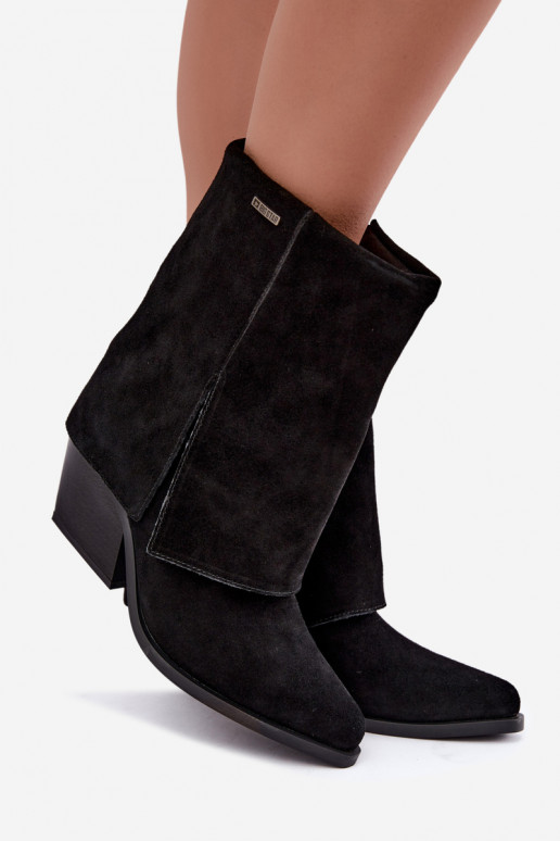 Bottines style cowboy avec talons en daim naturel Big Star UU274113 noires